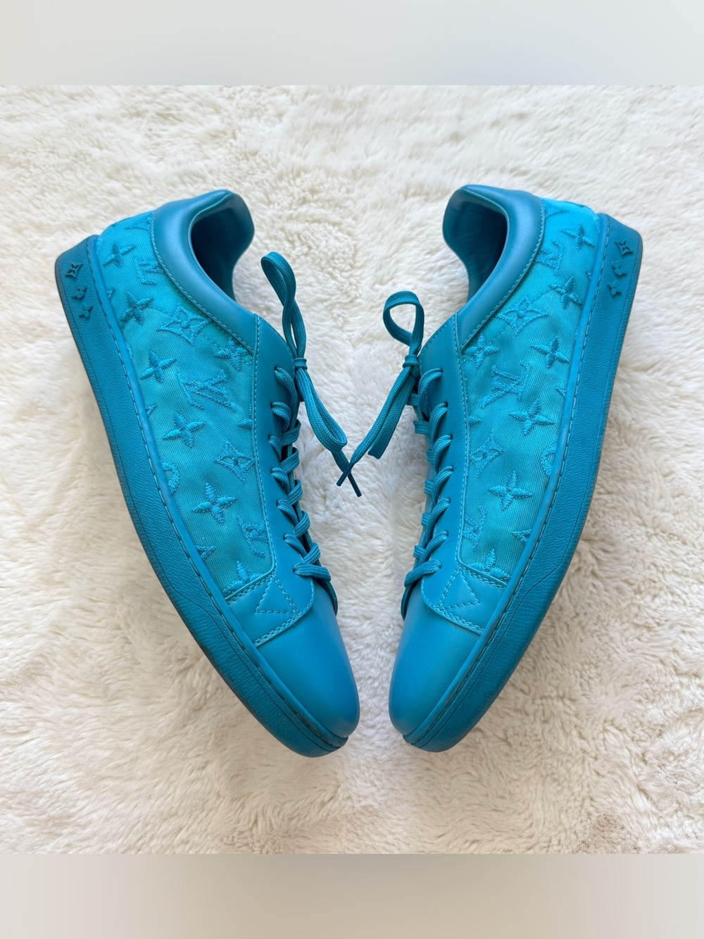 LOUIS VUITTON Luxembourg Line Monogram Embroidery Sneakers Size 10.5 UK/ 11.5 US